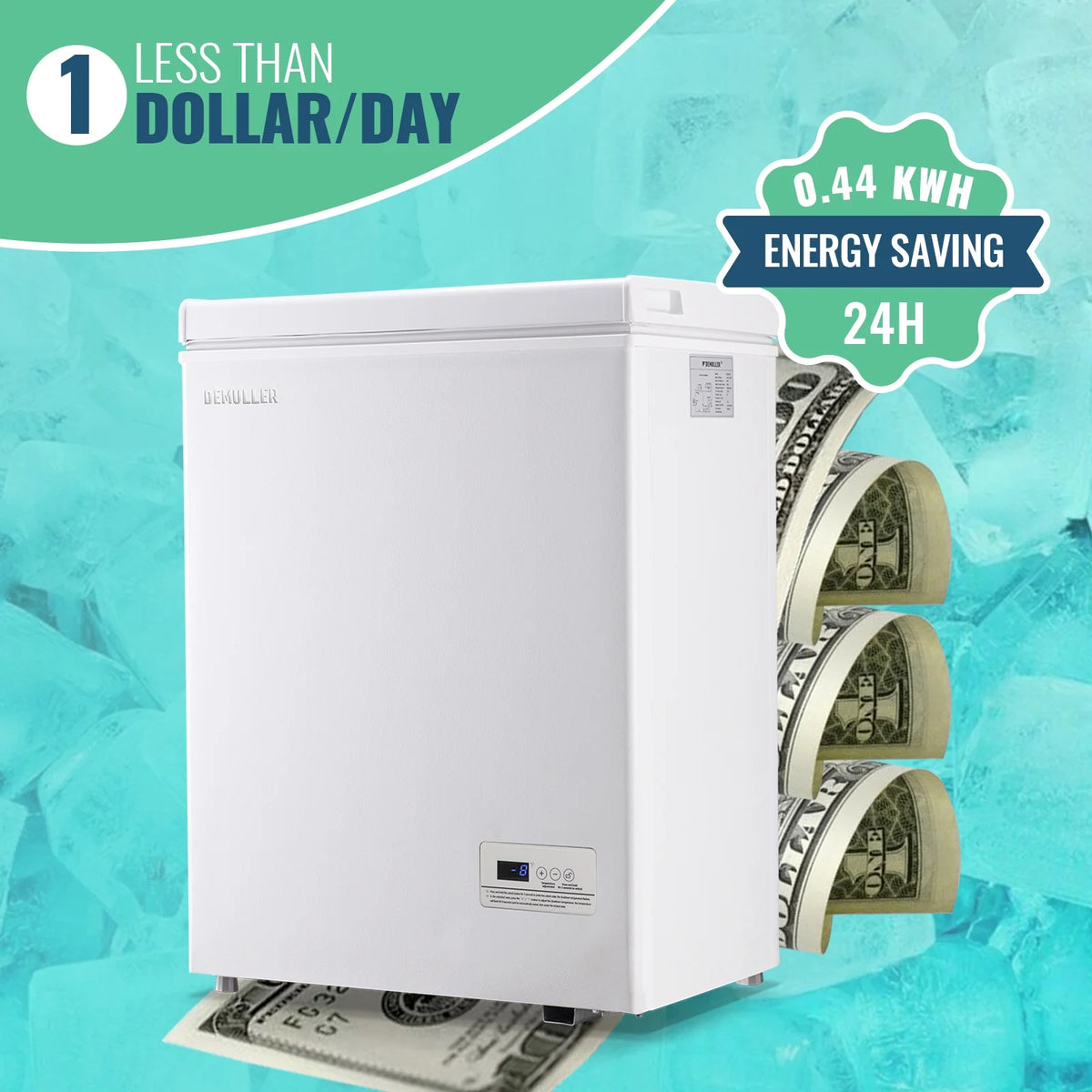 DEMULLER 3.5 Cu. ft Mini Fridge with Freezer Compact Small Deep Freezers for Dorm Office 63-White, NEW