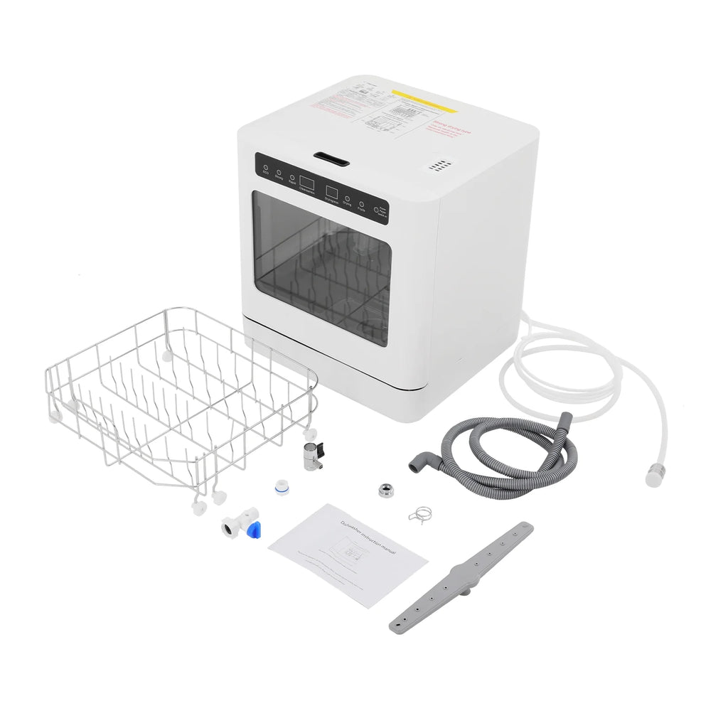 6.8L/1.8 Gallon Rectangular White Portable Mini Dishwasher Countertop Dishwasher, Household Mini Dishwasher