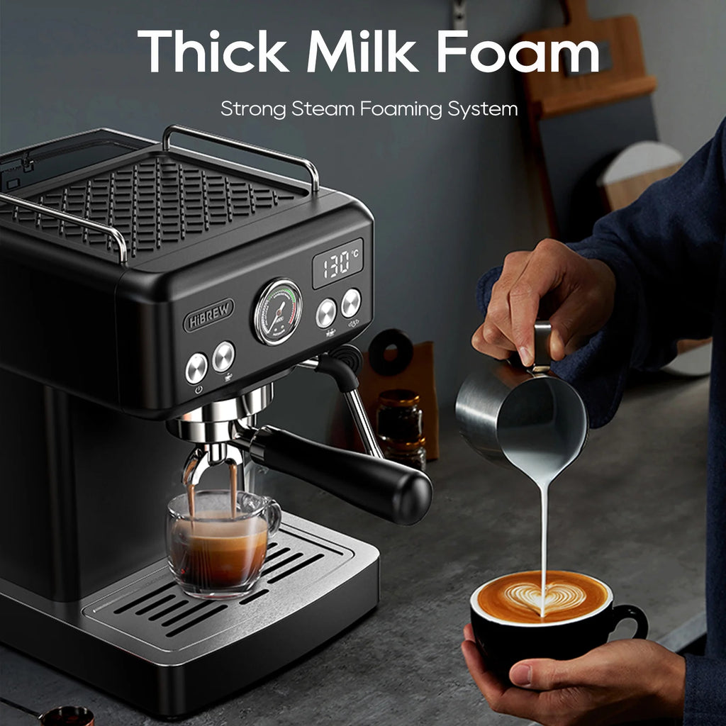 HiBREW 58mm Espresso Machine H10A, 20 Bar Coffee Maker with Milk Frother Steam Wand, Stainless Steel Coffee Machine for Home Use