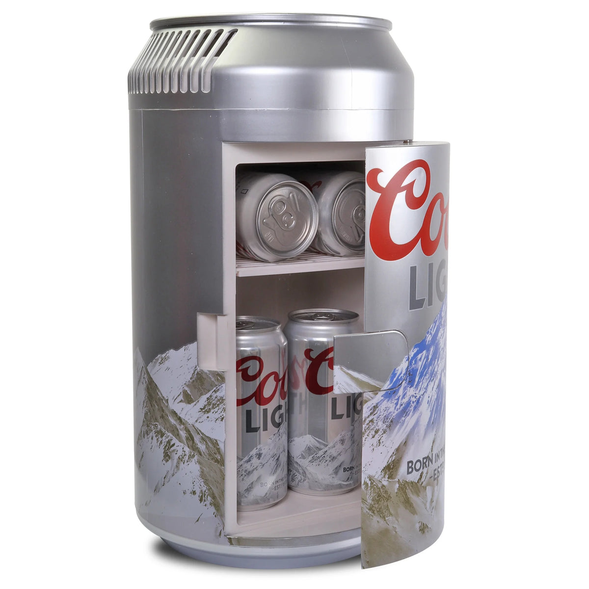 Coca-Cola 8 Can Portable Mini Fridge w/ 12V DC and 110V AC Cords, 5.4L (5.7 qt) Can Shaped Personal Cooler, Red, Travel Fridge for Drinks, Snacks, Lunch, Home, Office, Dorm Room, RV