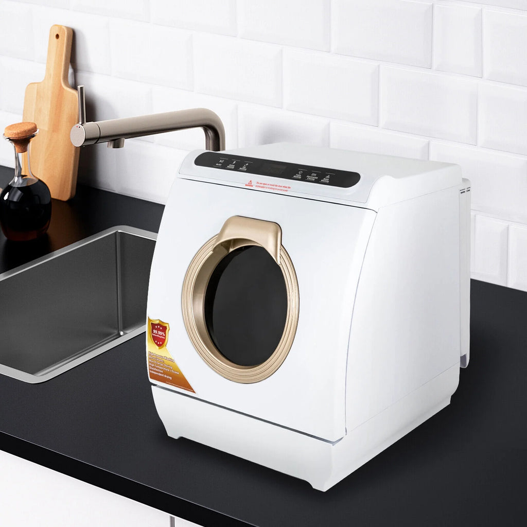 SHZICMY Portable Countertop Dishwasher Air Drying 5 Programs w/ 7L Water Tank Deep Cleaning