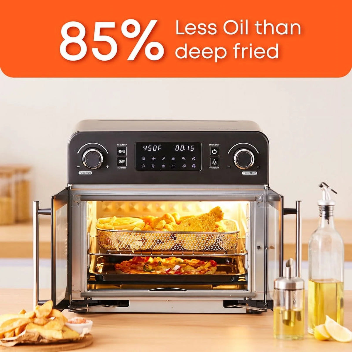 Elite Gourmet French Door 23 L Air Fryer Oven, Black - Programmable