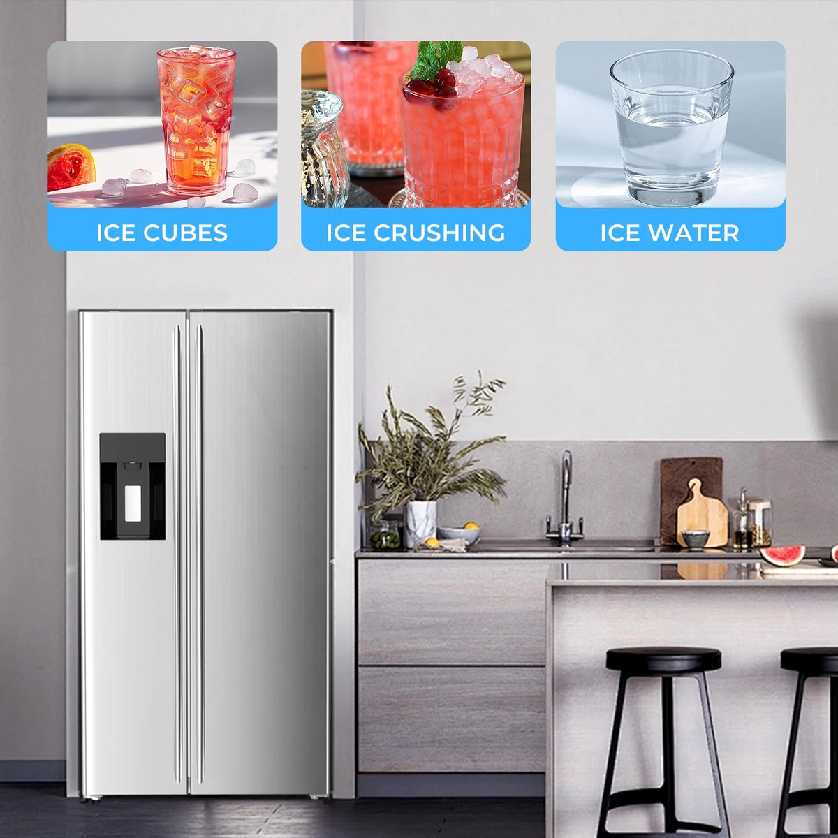 WAA 20 Cu.ft. Large Refrigerator, 2 French Door Stainless Steel