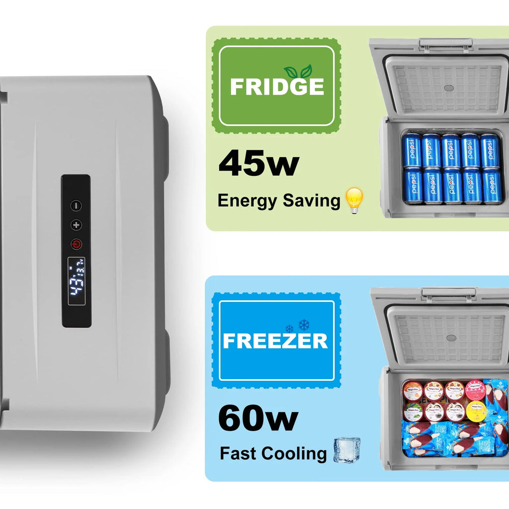 Setpower FC15 12V Portable Refrigerator with AC Adapter, 15.8 Quart Car Freezer Fridge for Camping, Fast Cooling, -4a??-68a??, 3-Year Warranty, Car, RV, Truck, Home and Outdoor Use, DC & AC, Green