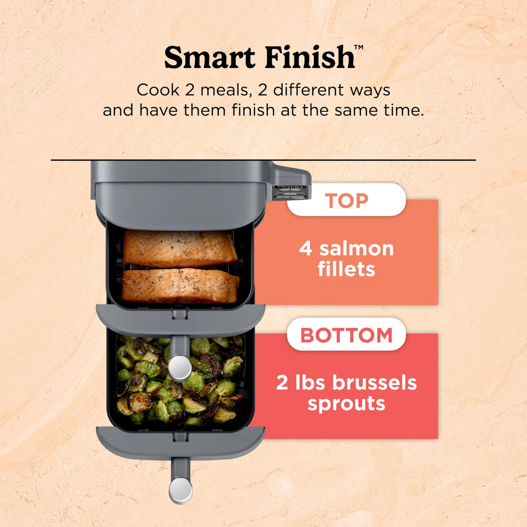 Ninja DoubleStack XL 2-Basket Air Fryer, DoubleStack Technology Cooks 4 Foods at Once, Space Saving Design, 10 QT, 4-in-1, Smart Finish & Match Cook, SL400