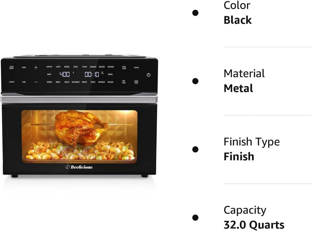 Aeitto 32-Qt Air Fryer Toaster Oven, 19-in-1 Convection Countertop Oven with Rotisserie & Dehydrator, 6 Accessories