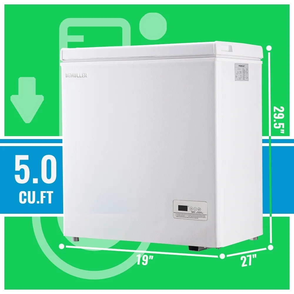 DEMULLER 5 Cu.ft Small Chest Freezer Mini Freezer Top Open Door for Dorm, Apartments White New