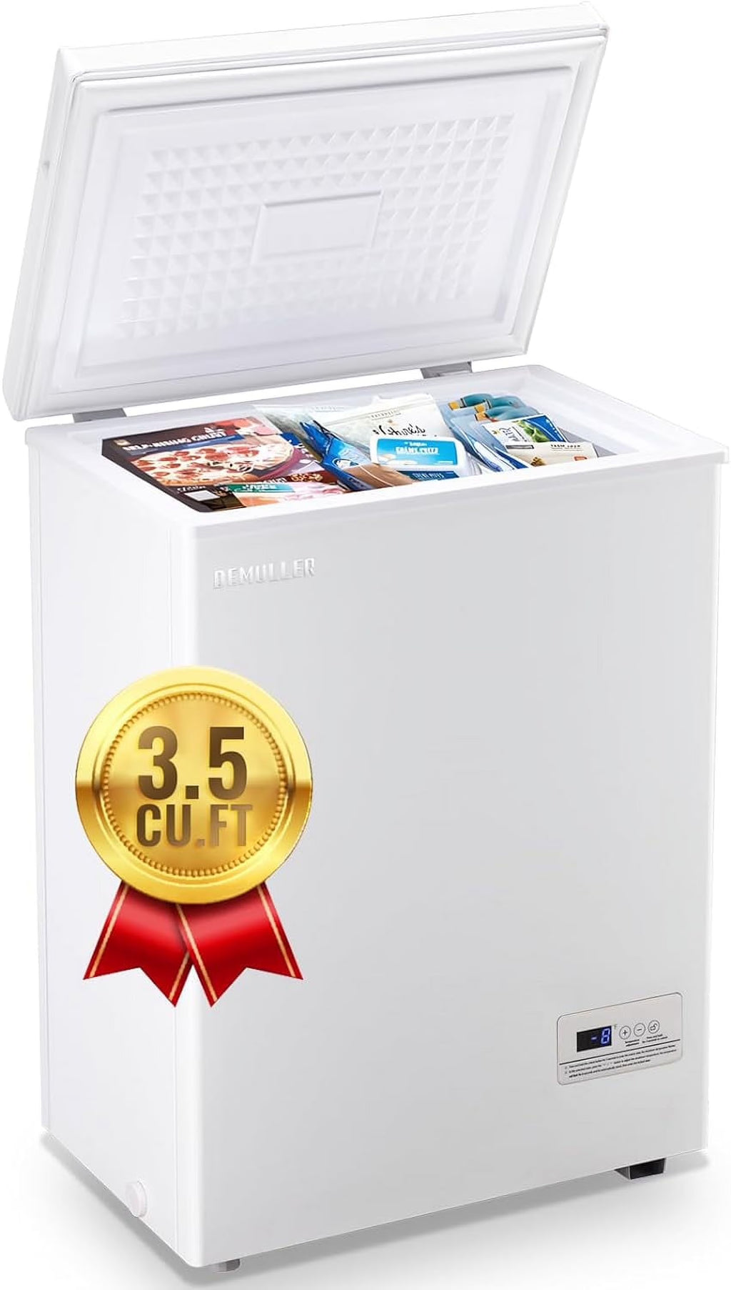 DEMULLER 3.5 Cu. ft Mini Fridge with Freezer Compact Small Deep Freezers for Dorm Office 63-White, NEW