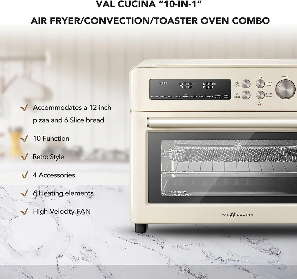VAL CUCINA 10-IN-1 AIR FRYER TOASTER OVEN -  BRUSHED STAINLESS STEEL