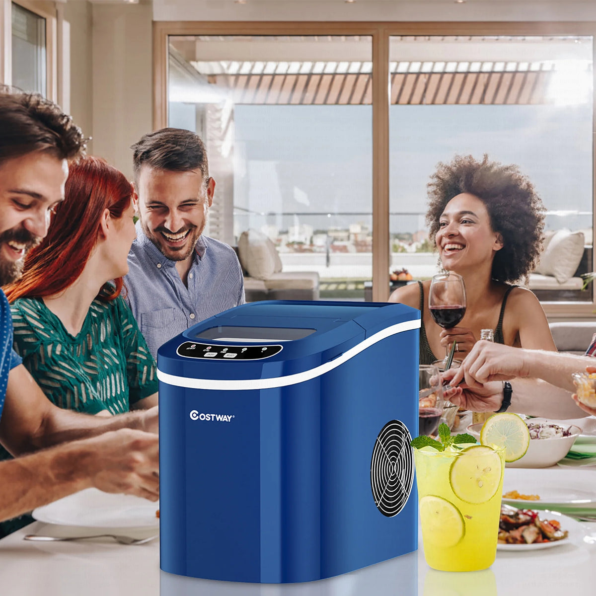 Costway Silver Portable Compact Electric Ice Maker Machine Mini Cube 26lb/Day