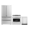 Cosmo 3 Piece Kitchen Appliance Package with 36" Freestanding Dual Fuel Range Kitchen Stove 24" Built-in Fully Integrated Dishwasher & French Door Refrigerator Kitchen Appliance Bundles