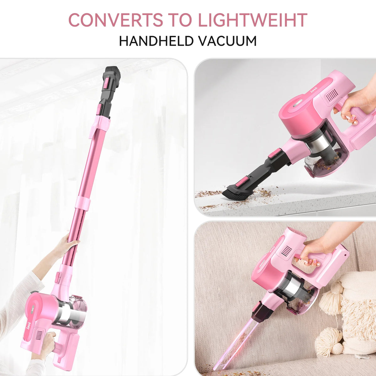 INSE Cordless Vacuum Cleaner, 6 in 1 Powerful Suction Stick ?Vacuum for Home Hardfloor Carpet Pet Hair, S11 Pro