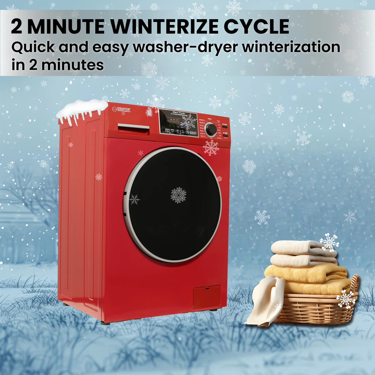 Equator All-in-One Washer Dryer VENTLESS/VENTED PET cycle 1.62cf/15lbs 110V in Merlot