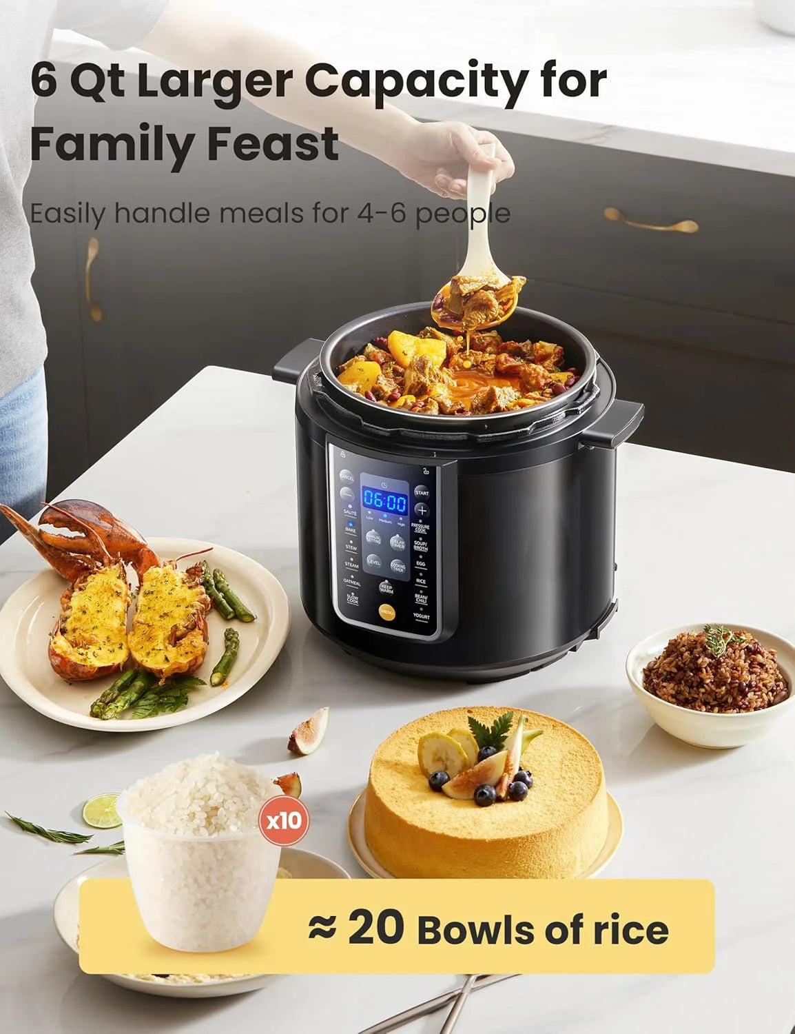 COMFEE�� 6QT Electric Pressure Cooker, 9-in-1 Instant Multi Cooker Olla de Presion  Rice Cooker Slow Cooker Steamer Saut�� Yogurt Maker Non-Stick Pot