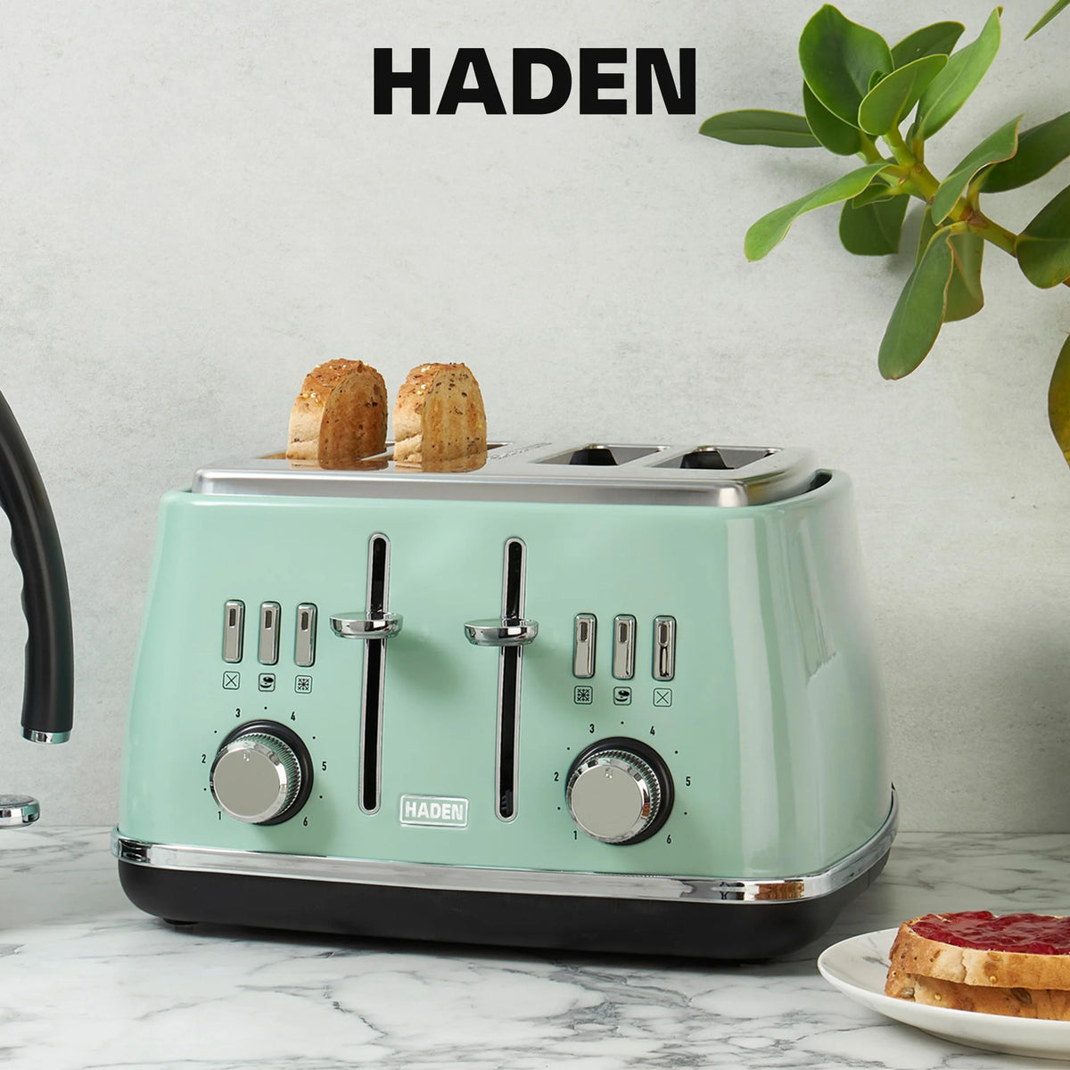 Haden Cotswold 4-Slice Wide Slot Toaster, Sage - 75100