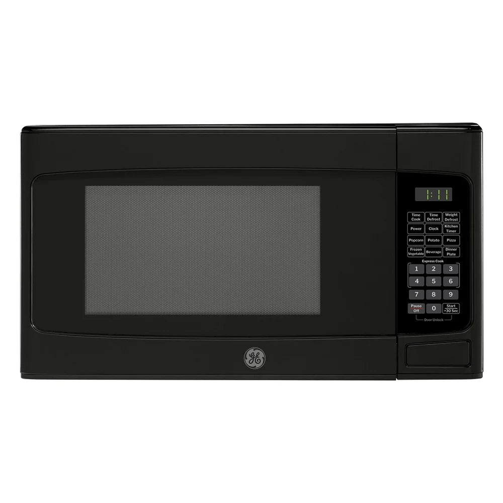 GE GCST11N1WSS 1.1 cu. ft. Countertop Microwave Oven 950 Watts Stainless Steel Bundle with 2 YR CPS Enhanced Protection Pack and Deco Chef Pair of Red Heat Resistant Oven Mitt
