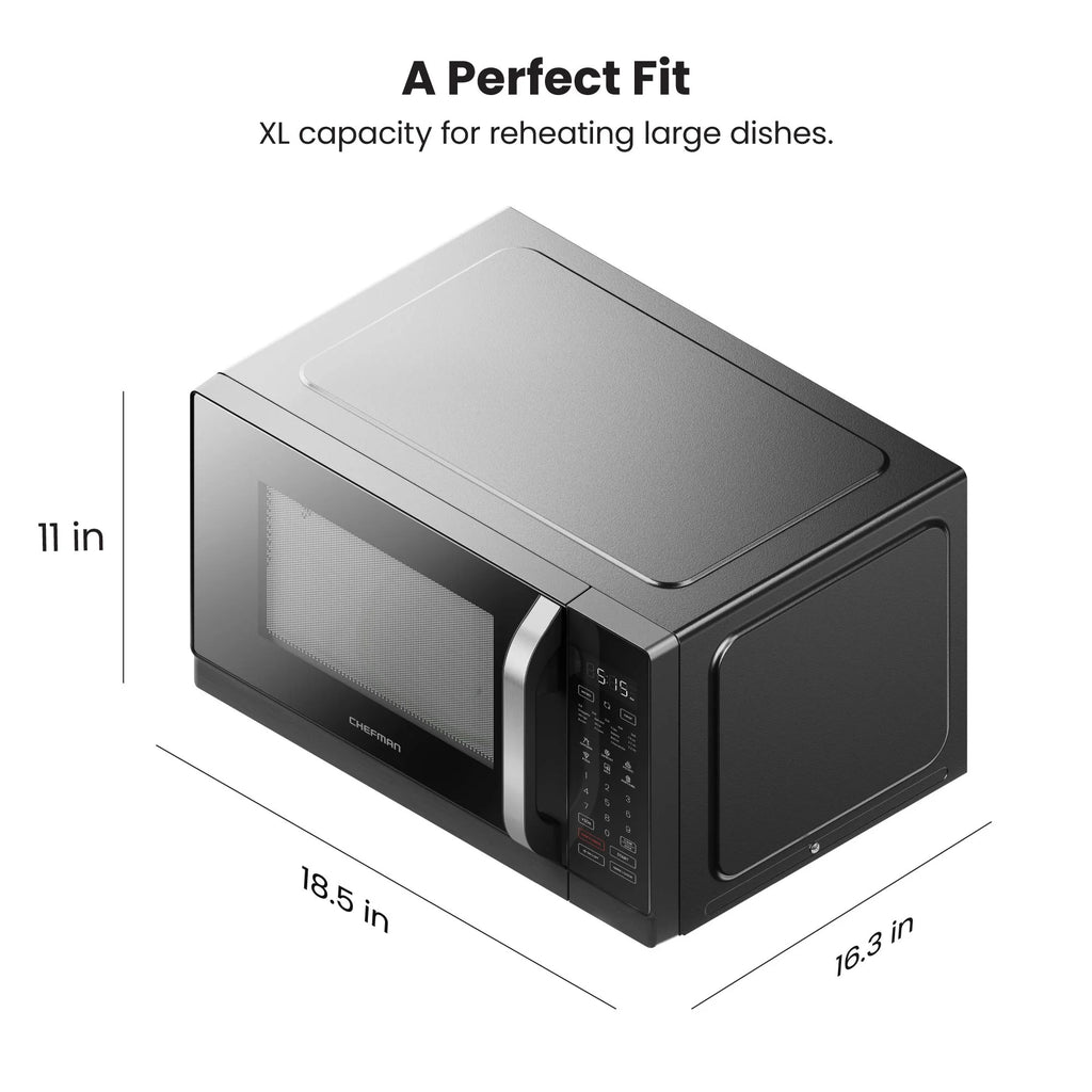 Chefman Microcrisp 1.1 cu. ft. Countertop Microwave Oven + Crisper, 1800 Watts - Black