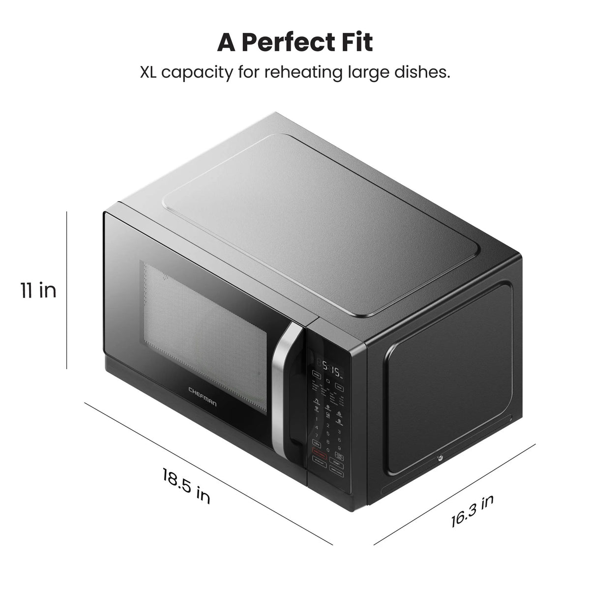 Chefman Microcrisp 1.1 cu. ft. Countertop Microwave Oven + Crisper, 1800 Watts - Black