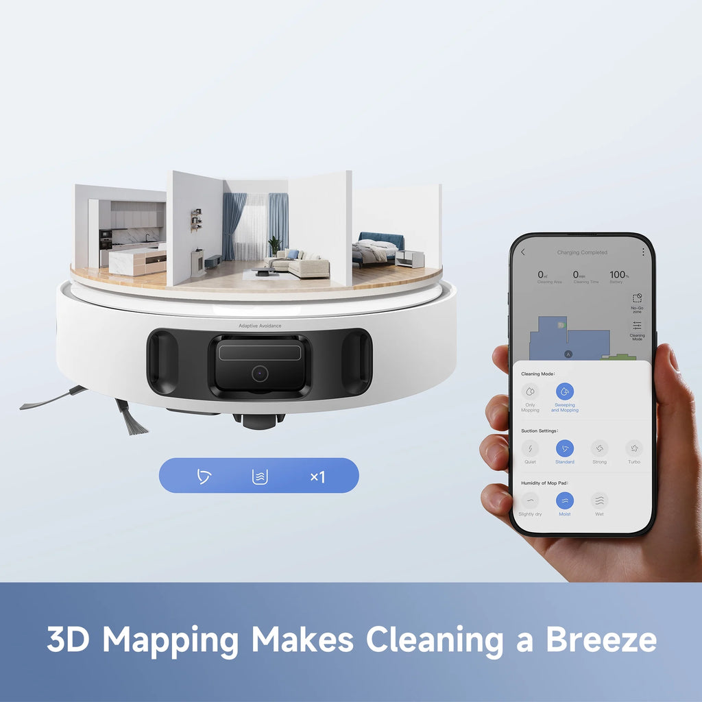 Mova E40 Ultra Robot Vacuum and Mop, 19,000Pa Suction, Extenable & Liftable Mop, All-in-One Station, Auto-Empty, Auto Washing & Hot Air Drying, 360��Obstacle Avoidance, App & Voice Control