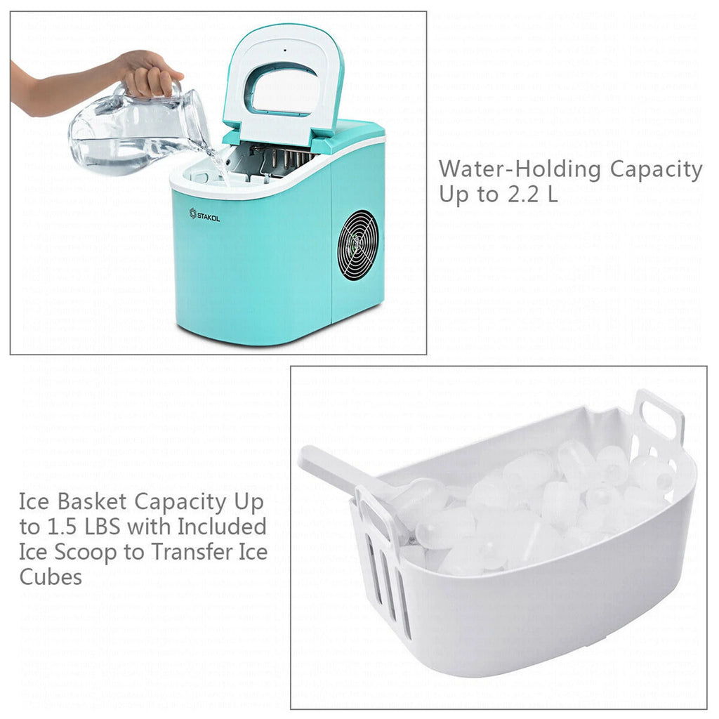 Costway Silver Portable Compact Electric Ice Maker Machine Mini Cube 26lb/Day
