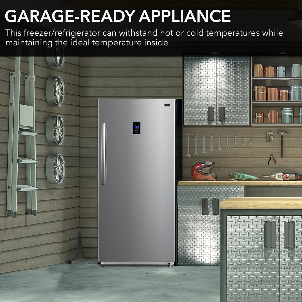 Whynter UDF-139SS 13.8 cu.ft. Energy Star Digital Upright Convertible Deep Freezer/Refrigerator - Stainless Steel