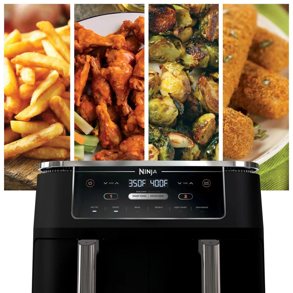 Restored Ninja R-AD300CO Foodi 6-in-1 10-qt. XL 2-Basket Air Fryer with DualZone Technology, Black (Refurbished)