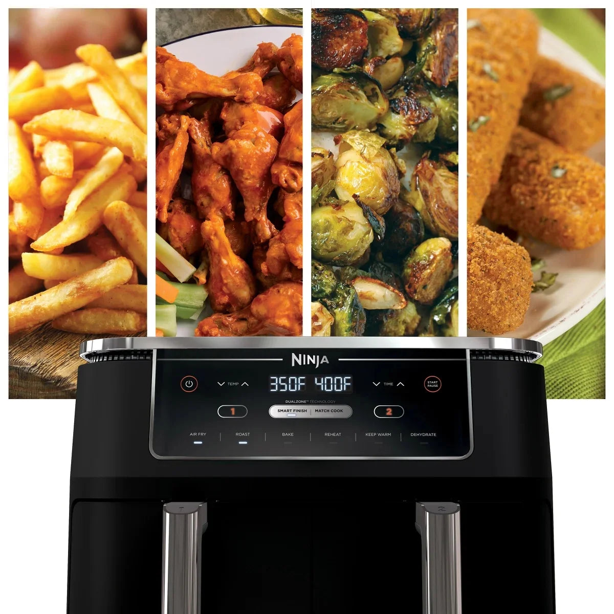 Restored Ninja R-AD300CO Foodi 6-in-1 10-qt. XL 2-Basket Air Fryer with DualZone Technology, Black (Refurbished)