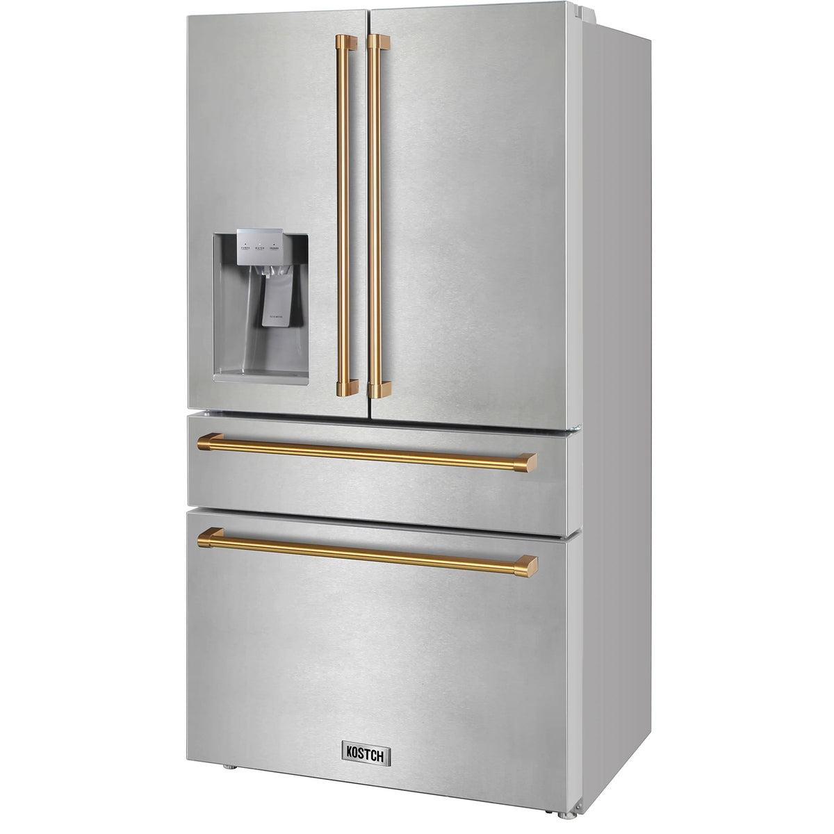 KOSTCH Counter-Depth 21.6-cu ft 4 -Door French Door Refrigerator with Ice Maker with Water and Ice Dispenser ( Stainless steel ) ENERGY STAR Certified