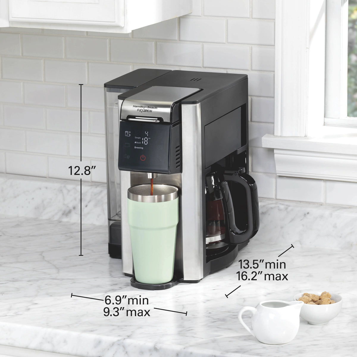 Hamilton Beach FlexBrew Advanced 5-in-1 Coffee Maker, Removable Dual-Position 60 oz. Water Reservoir, 49927