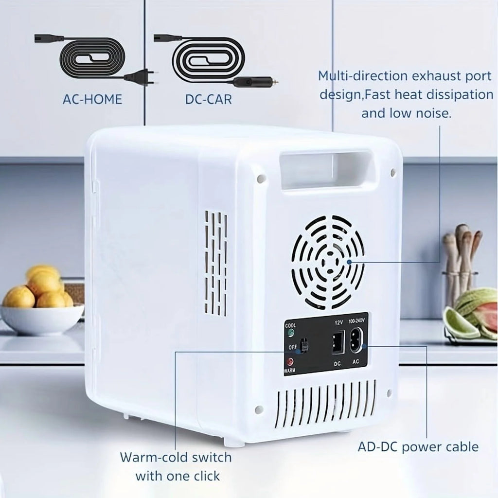 4L Mini Compact Refrigerator - Portable 6-Can Cooler and Warmer for Skincare, Beverages, Home, Office, and Car Use - Perfect Gift Idea with Versatile Temperature Control and Space-Saving Design