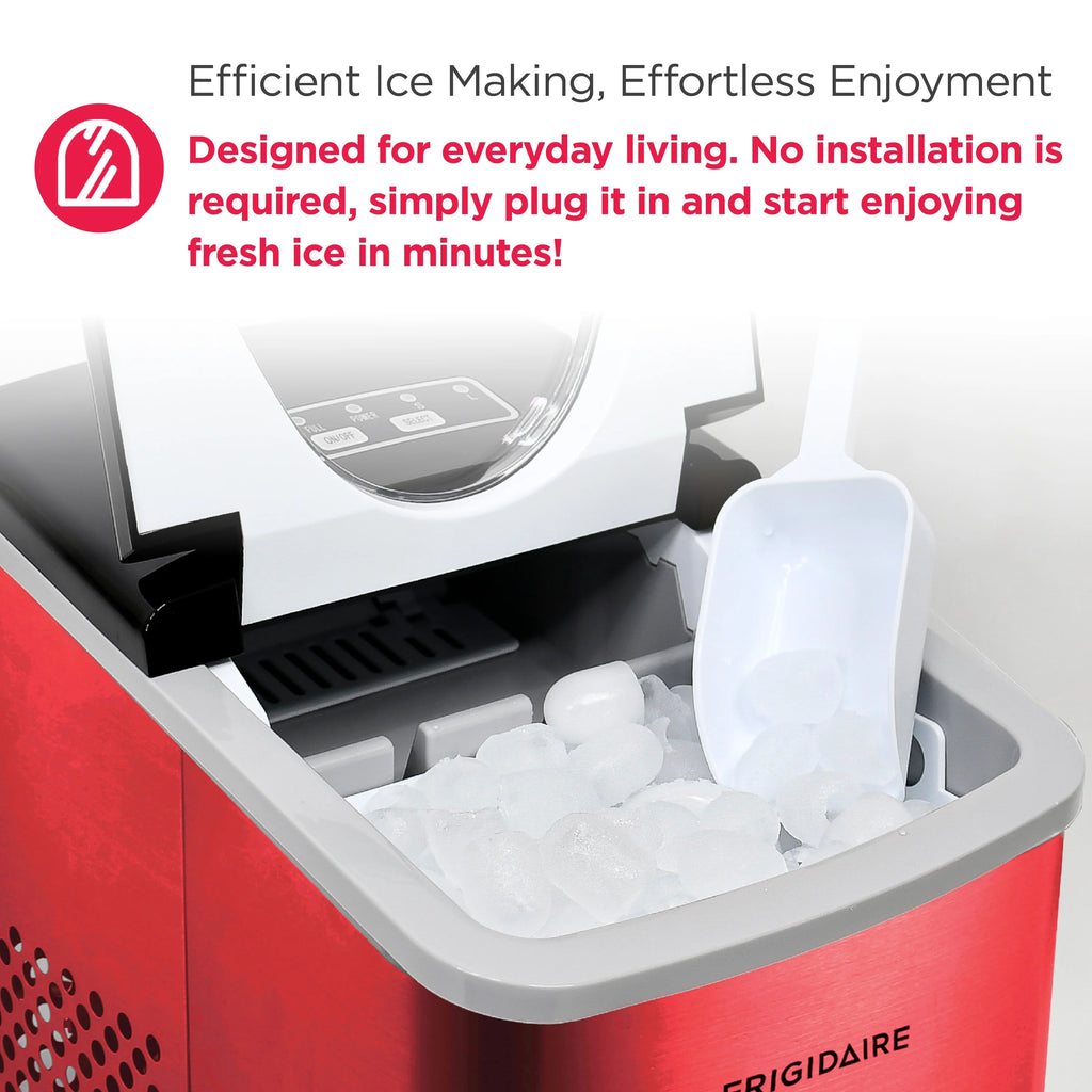 Frigidaire 26 lb. Countertop Ice Maker EFIC117-SS, Red Stainless Steel