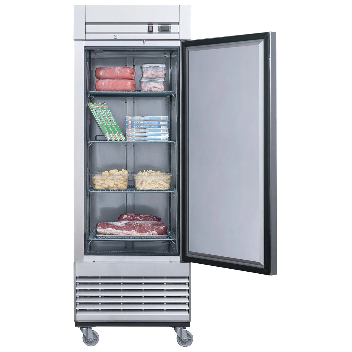 28 in. Commercial Single-Door Freezer, Solid Door Reach-In Freezer 18 Cu. Ft.
