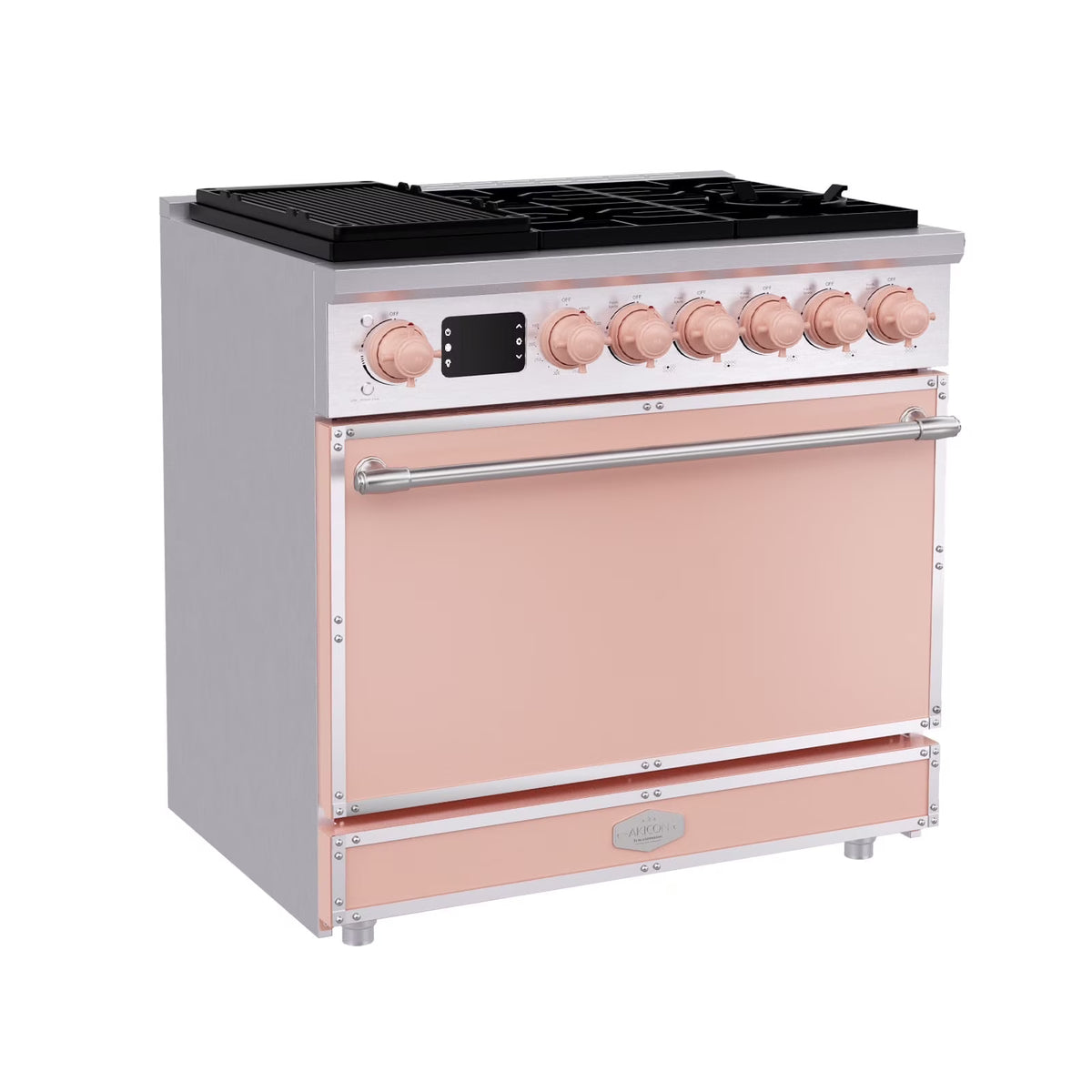 Akicon 48 Inch Freestanding Gas Range with 8 Sealed Burners Cooktop, 6.7 Cu.Ft. Dual Zone Capacity, Natural Gas/LP Convertible-BSGBGGA1