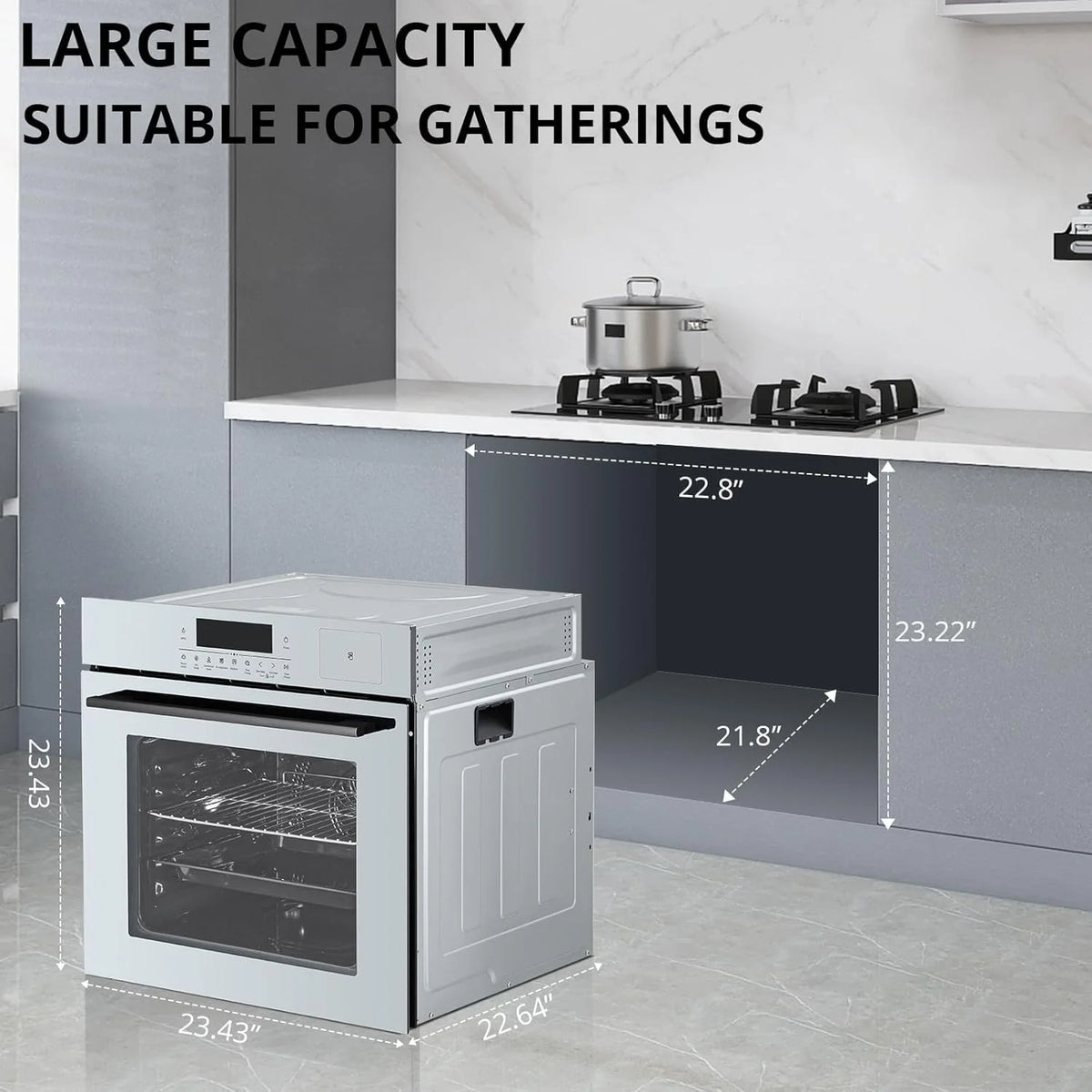 2025 New 24" Single Wall Ovens with 70L Capacity and 3000W 240V,Electric Wall Oven with 8 Cooking Functions & 108 Automatic Recipes,Touch Control,Safety Lock,Timer,2.5 CF Convection Built-in Oven