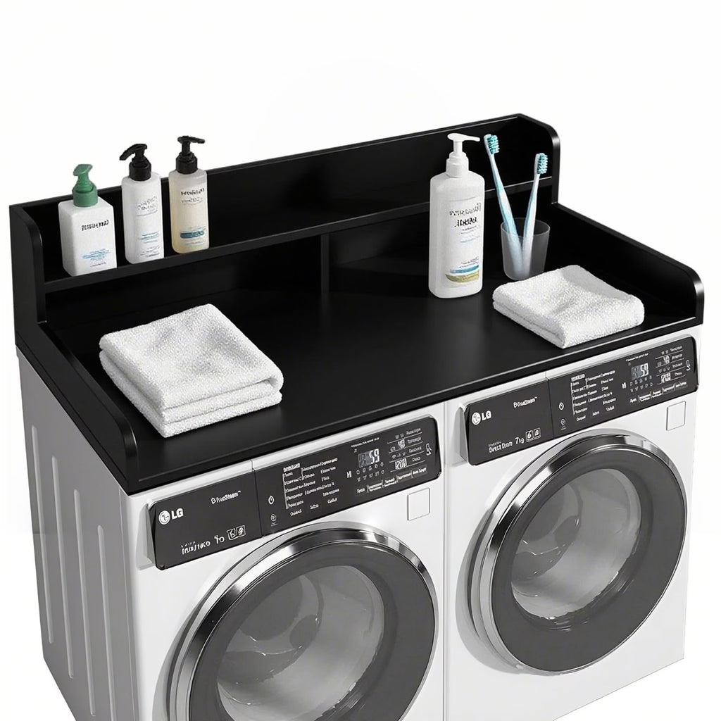 S-HOME Large Space 2-Tier Washer and Dryer Countertop with 2.75 Inch H Guard, 54 Inch W x 27.5 Inch D Topper for Laundry Room