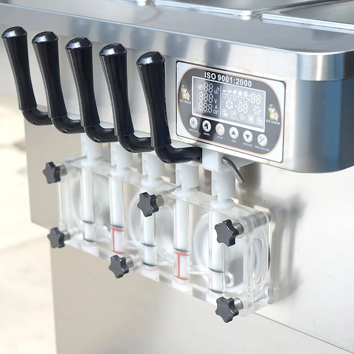 Kolice Commercial ETL 5 Flavors Soft Serve Ice Cream Machine,gelato soft ice cream maker -5 Different Discharge Nozzles,Upper Tanks Refrigerated