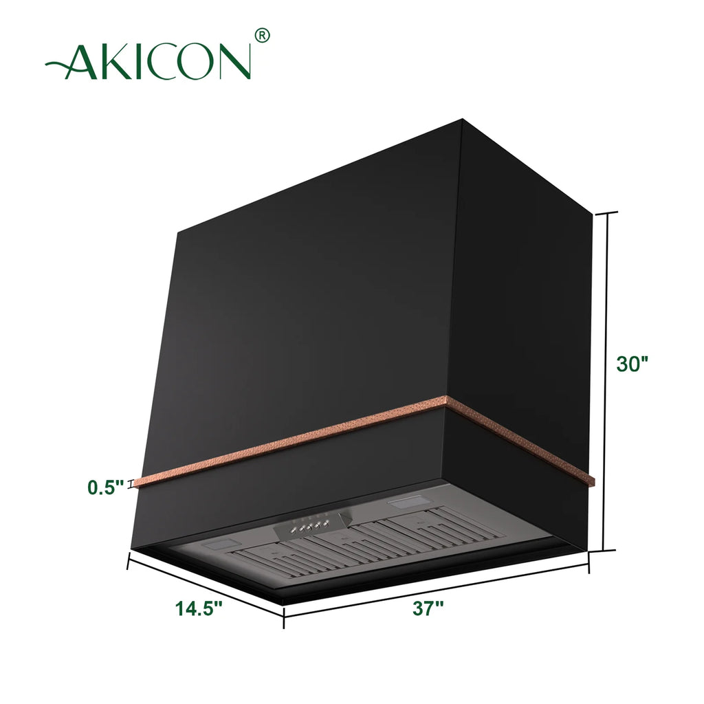 Akicon Range Hood 36 Inch, Ultra Quite Stainless Steel Kitchen Hood, Wall Mount Square Vent Hood with LED Light and Dishwasher-Safe Filters, Hood Vents for Kitchen, 3 Speeds, 600 CFM (AK-HS36HB-SWG)