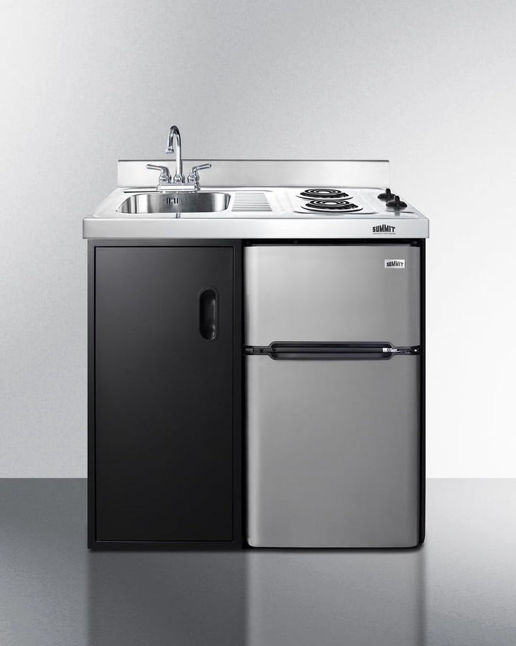 36" Wide All-In-One Kitchenette, Glass Burners