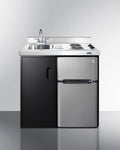 36" Wide All-In-One Kitchenette, Glass Burners