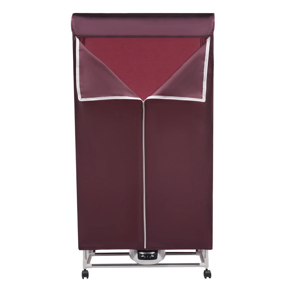 110V Wine Red Clothes Dryer Portable Travel Mini Dryer Machine 1200-1500W Electric Dryer For Homes, Apartments