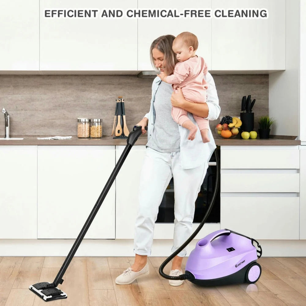 Spaco 2000W Heavy Duty Multi-purpose Steam Cleaner with Automatic Power Off and Child safety Lock, Steam Cleaner Mop with Detachable Handheld Unit, Purple