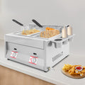 12L 3.17Gal Dual Tank Gas Fryer 430SS Commercial Deep Fryer