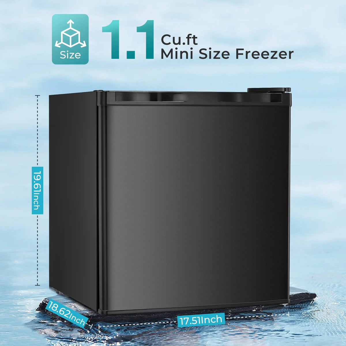 WAA Mini Freezer,1.1 Cu.ft Upright Freezer with Reversible Single Door,Removable Shelves,Small Freezer with Adjustable Thermostat for Home/Kitchen/Office (White)