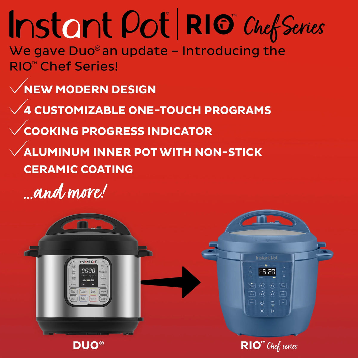Instant Pot 6Qt RIO Chef Series 7-in-1 Multi-Cooker, Pressure Cooker, Slow Cook, & More, Black