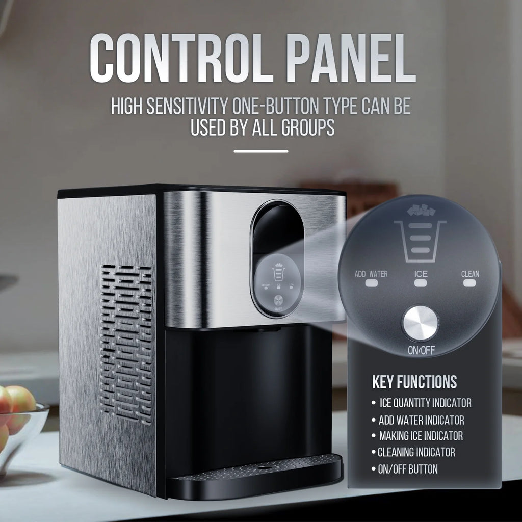 Auseo Ice Maker Countertop with Soft Chewable Ice, 44 Lbs/24H, Self-Cleaning, One-Click Operation for Home/Party(Black)