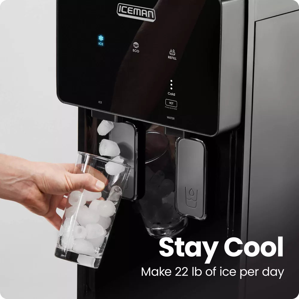 Iceman Ice Maker & Water Dispenser, Bottom-Loading for 1a??5 Gallon Bottles a?? Black