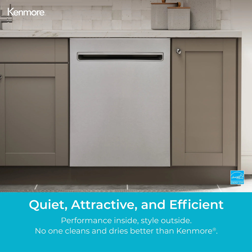 Kenmore 02214639 24" Built-in Stainless Steel Tub Dishwasher, Removeable 3rd Rack, SmartWash, Black