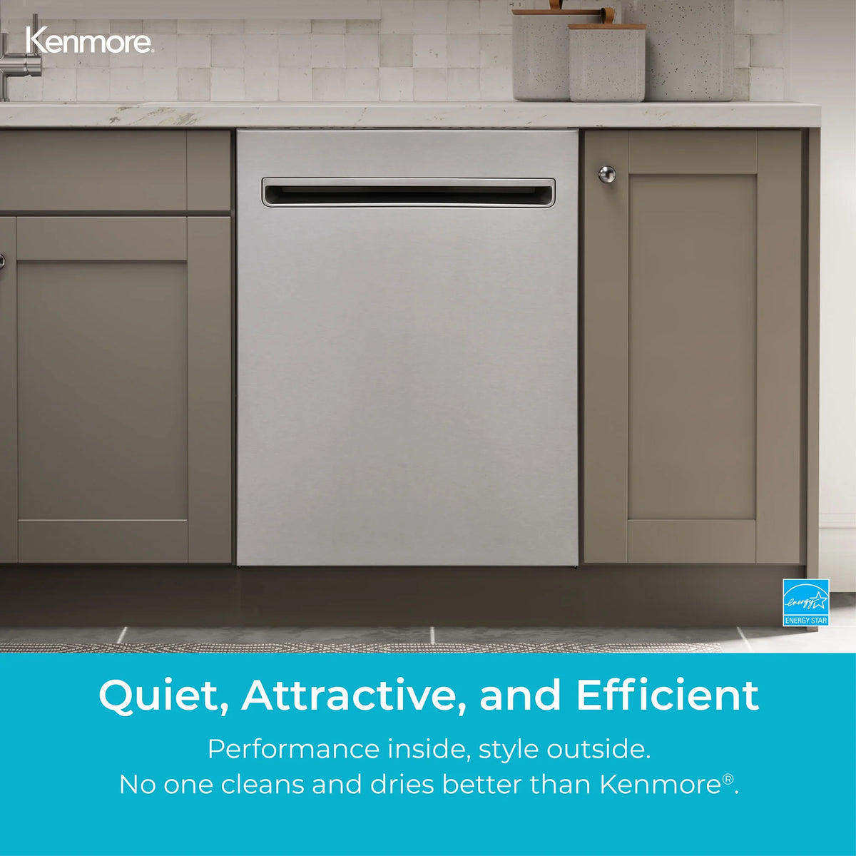 Kenmore 02214639 24" Built-in Stainless Steel Tub Dishwasher, Removeable 3rd Rack, SmartWash, Black