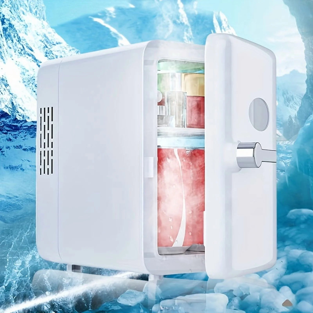 4L Mini Compact Refrigerator - Portable 6-Can Cooler and Warmer for Skincare, Beverages, Home, Office, and Car Use - Perfect Gift Idea with Versatile Temperature Control and Space-Saving Design
