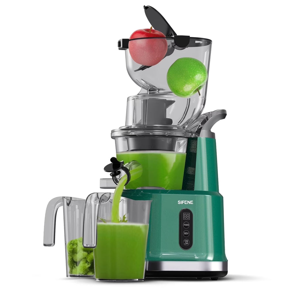 SIFENE 200W Cold Press Juicer Machine for Fruits and Vegetables, Masticating Juice Maker with 83mm Wide Chute, High Yield, Easy Clean, Gray